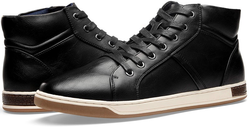 Jousen Men's Fashion Sneakers Casual Black High Top Dress Sneakers Chukka Boots for Men(A81Q10A Black 10.5) - Image 5